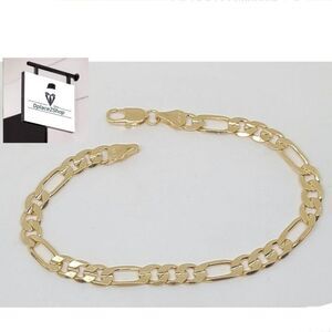 18 k Men's Gold Plated 5.5mm Figaro Link Bracelet